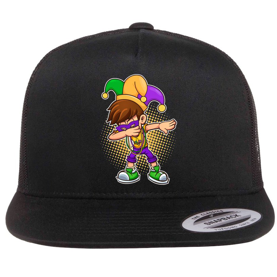 Dabbing Mardi Gras Jester Flat Bill Trucker Hat