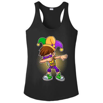 Dabbing Mardi Gras Jester Ladies PosiCharge Competitor Racerback Tank