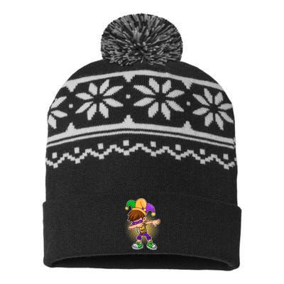 Dabbing Mardi Gras Jester USA-Made Snowflake Beanie