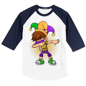 Dabbing Mardi Gras Jester Baseball Sleeve Shirt