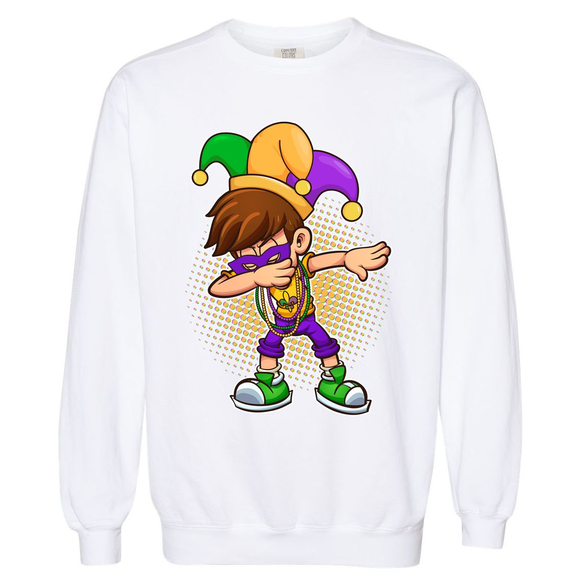 Dabbing Mardi Gras Jester Garment-Dyed Sweatshirt