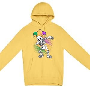 Dabbing Mardi Gras Skeleton Premium Pullover Hoodie