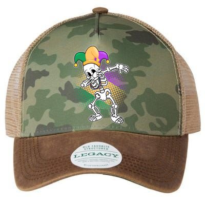 Dabbing Mardi Gras Skeleton Legacy Tie Dye Trucker Hat