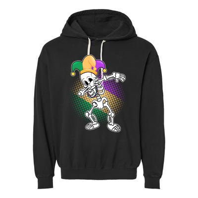 Dabbing Mardi Gras Skeleton Garment-Dyed Fleece Hoodie
