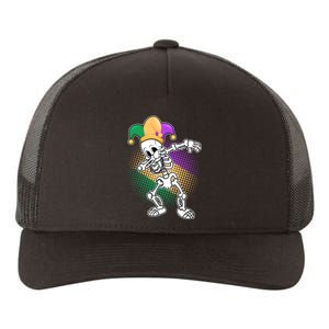 Dabbing Mardi Gras Skeleton Yupoong Adult 5-Panel Trucker Hat