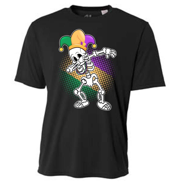 Dabbing Mardi Gras Skeleton Cooling Performance Crew T-Shirt