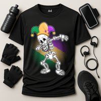 Dabbing Mardi Gras Skeleton Cooling Performance Crew T-Shirt