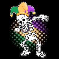 Dabbing Mardi Gras Skeleton Cooling Performance Crew T-Shirt
