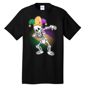 Dabbing Mardi Gras Skeleton Tall T-Shirt