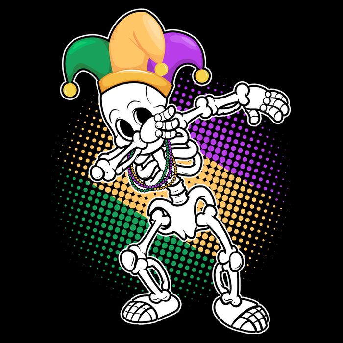 Dabbing Mardi Gras Skeleton Tall T-Shirt
