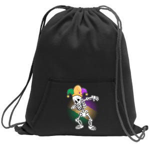 Dabbing Mardi Gras Skeleton Sweatshirt Cinch Pack Bag