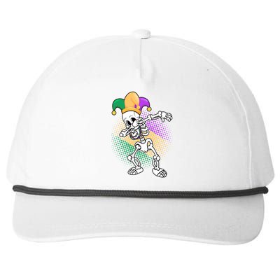 Dabbing Mardi Gras Skeleton Snapback Five-Panel Rope Hat