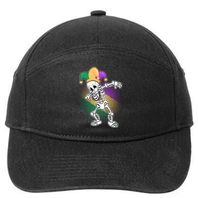 Dabbing Mardi Gras Skeleton 7-Panel Snapback Hat