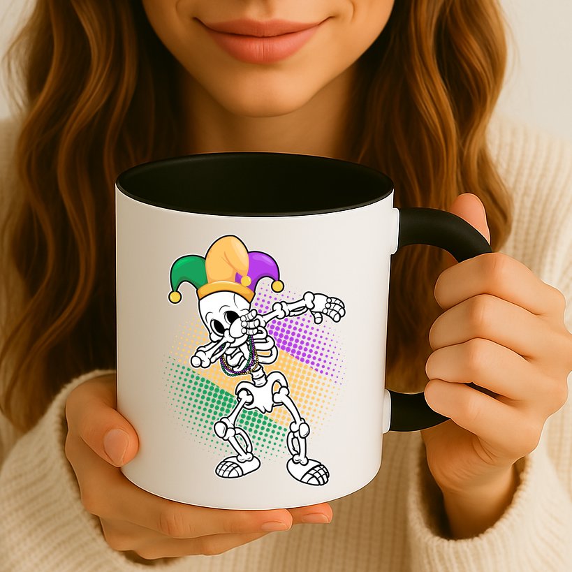 Dabbing Mardi Gras Skeleton Mug