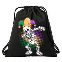 Dabbing Mardi Gras Skeleton Drawstring Bag