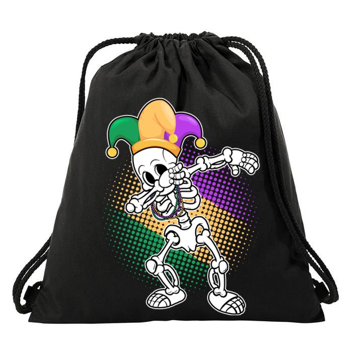 Dabbing Mardi Gras Skeleton Drawstring Bag