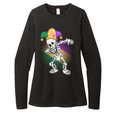 Dabbing Mardi Gras Skeleton Womens CVC Long Sleeve Shirt