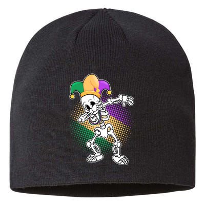 Dabbing Mardi Gras Skeleton Sustainable Beanie