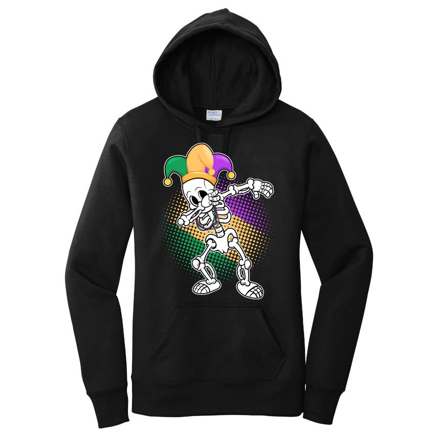 Dabbing Mardi Gras Skeleton Women's Pullover Hoodie