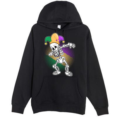 Dabbing Mardi Gras Skeleton Premium Pullover Hoodie