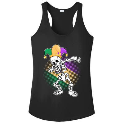 Dabbing Mardi Gras Skeleton Ladies PosiCharge Competitor Racerback Tank