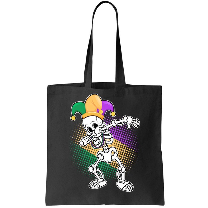 Dabbing Mardi Gras Skeleton Tote Bag