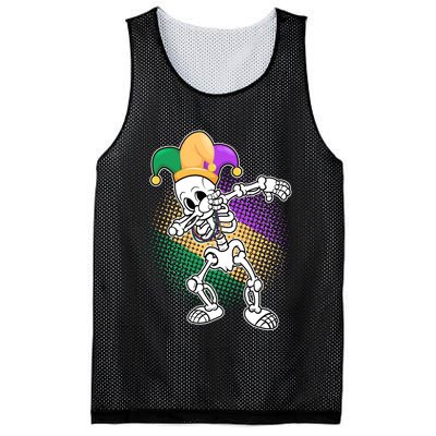 Dabbing Mardi Gras Skeleton Mesh Reversible Basketball Jersey Tank