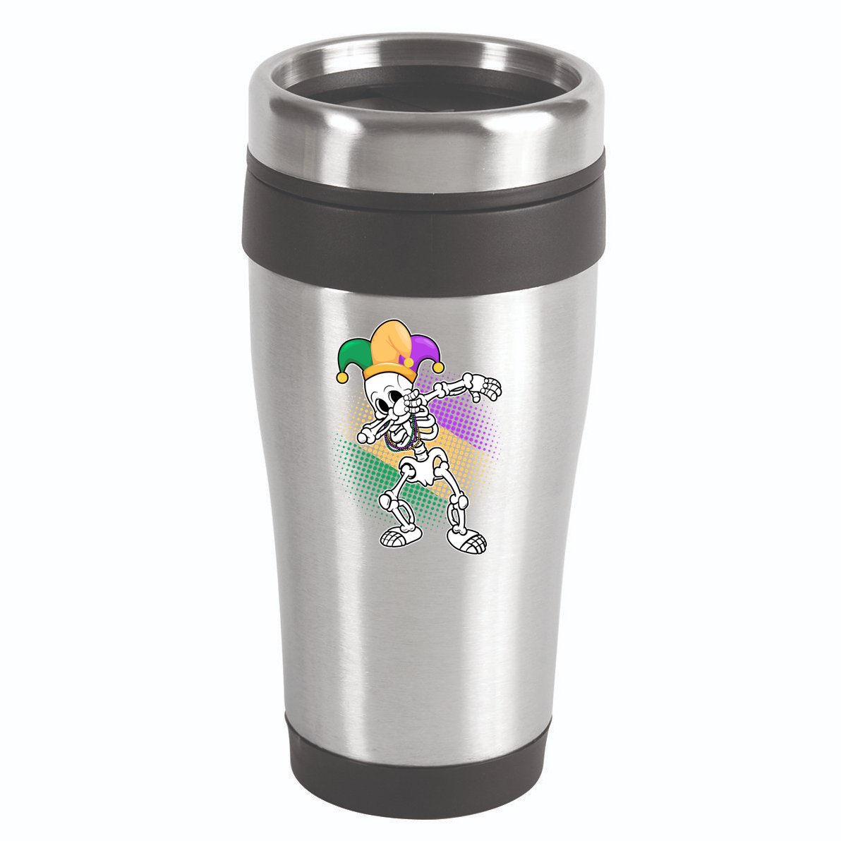 Dabbing Mardi Gras Skeleton 16oz Travel Tumbler
