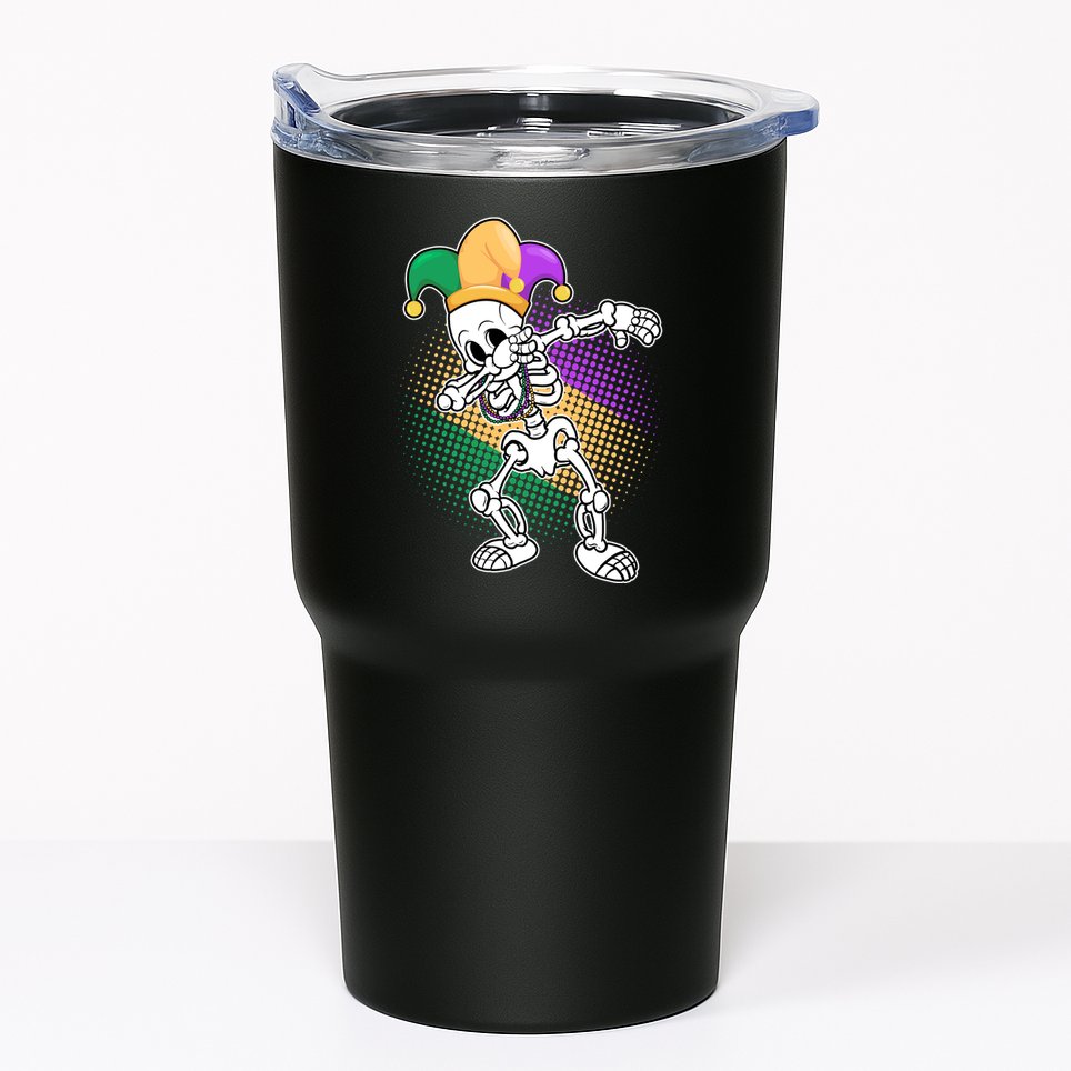 Dabbing Mardi Gras Skeleton Tumbler