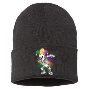 Dabbing Mardi Gras Skeleton Sustainable Knit Beanie