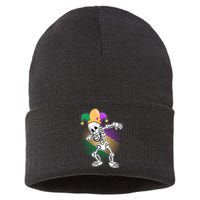 Dabbing Mardi Gras Skeleton Sustainable Knit Beanie