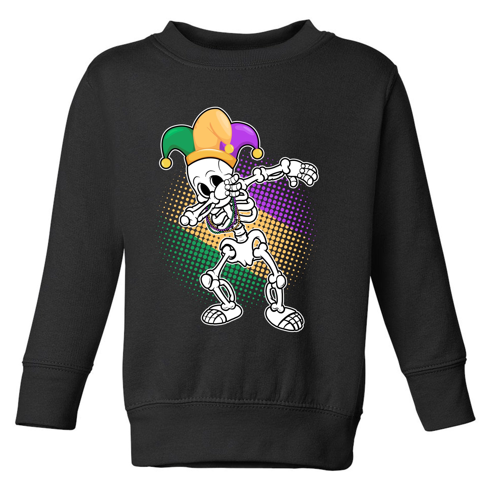 Dabbing Mardi Gras Skeleton Toddler Sweatshirt