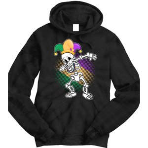 Dabbing Mardi Gras Skeleton Tie Dye Hoodie