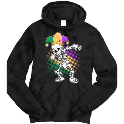 Dabbing Mardi Gras Skeleton Tie Dye Hoodie