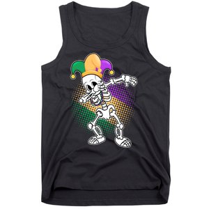 Dabbing Mardi Gras Skeleton Tank Top