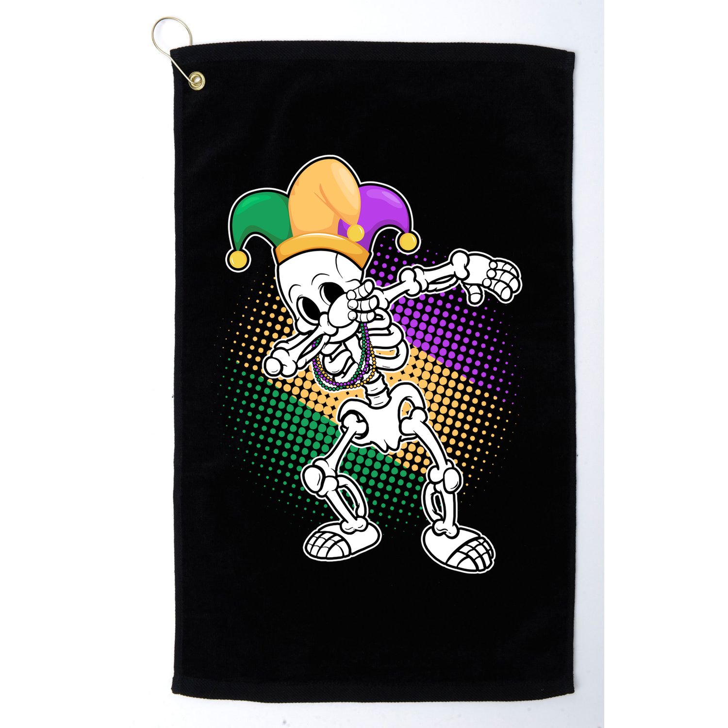 Dabbing Mardi Gras Skeleton Golf Towel