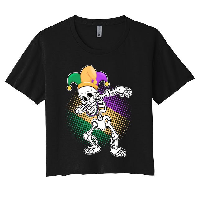 Dabbing Mardi Gras Skeleton Crop Top