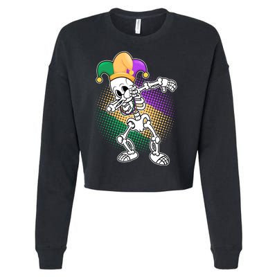 Dabbing Mardi Gras Skeleton Cropped Pullover Crew