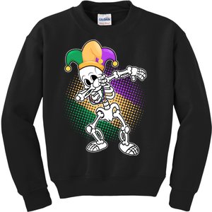 Dabbing Mardi Gras Skeleton Kids Sweatshirt