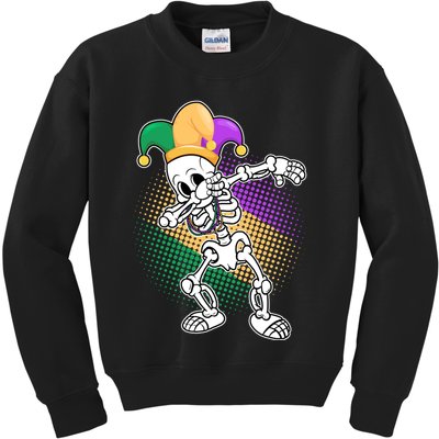 Dabbing Mardi Gras Skeleton Kids Sweatshirt