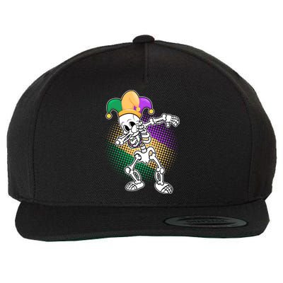 Dabbing Mardi Gras Skeleton Wool Snapback Cap