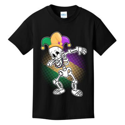Dabbing Mardi Gras Skeleton Kids T-Shirt