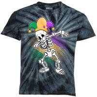 Dabbing Mardi Gras Skeleton Kids Tie-Dye T-Shirt