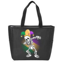 Dabbing Mardi Gras Skeleton Zip Tote Bag