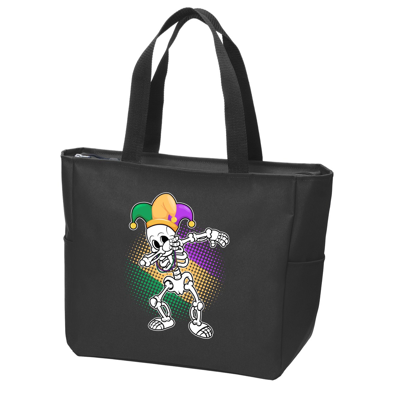 Dabbing Mardi Gras Skeleton Zip Tote Bag