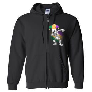 Dabbing Mardi Gras Skeleton Full Zip Hoodie