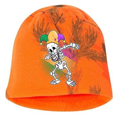 Dabbing Mardi Gras Skeleton Kati - Camo Knit Beanie