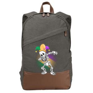 Dabbing Mardi Gras Skeleton Cotton Canvas Backpack