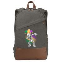 Dabbing Mardi Gras Skeleton Cotton Canvas Backpack
