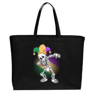 Dabbing Mardi Gras Skeleton Cotton Canvas Jumbo Tote